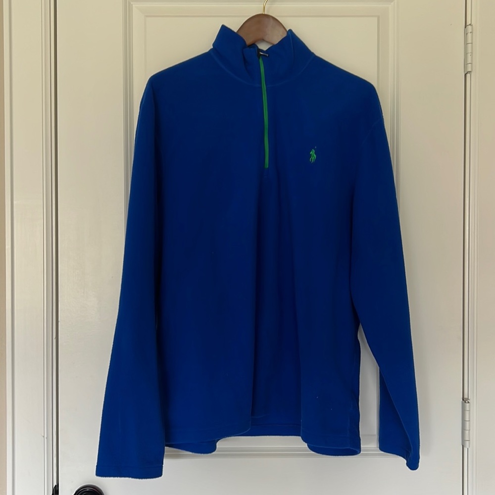 Royal blue half zip fleece Polo by Ralph Lauren